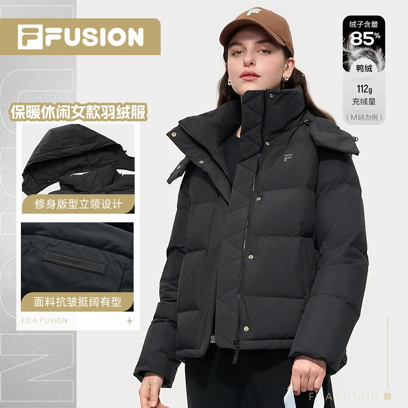 Fila/斐乐潮牌女款2025冬季新款羽绒服时尚休闲连帽外套保暖上衣