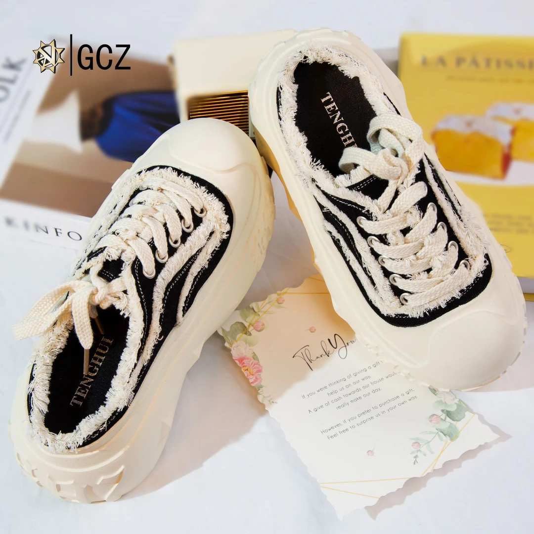 包头日式增高粘胶鞋时尚休闲鞋透气韩版小白鞋休闲鞋女鞋