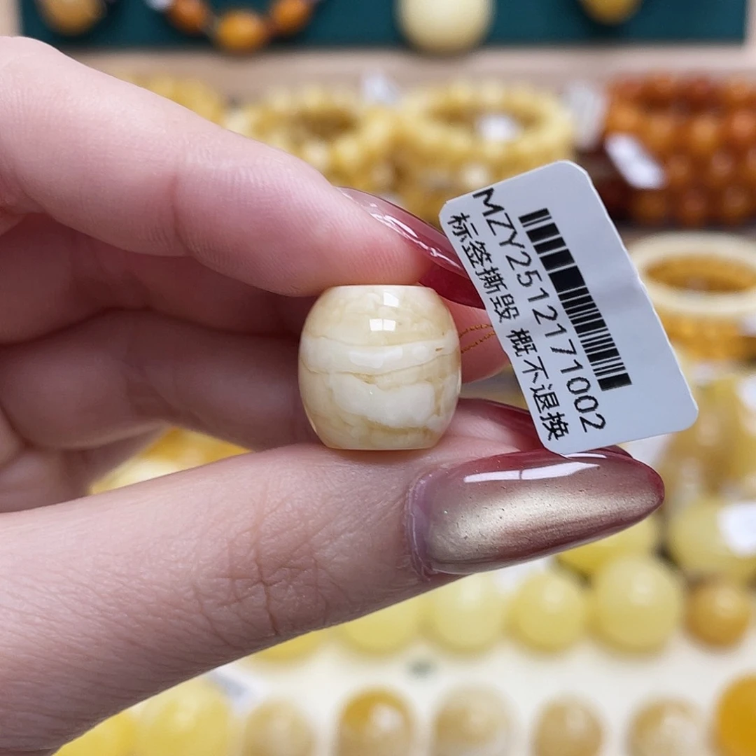 蜜蜡未镶嵌珠宝奇石15*14.9mm虎皮桶珠 瑕