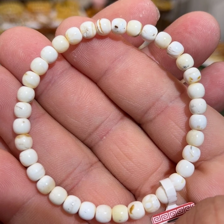 蜜蜡未镶嵌手链微瑕瓷白溶洞奥利奥妖花5.5mm