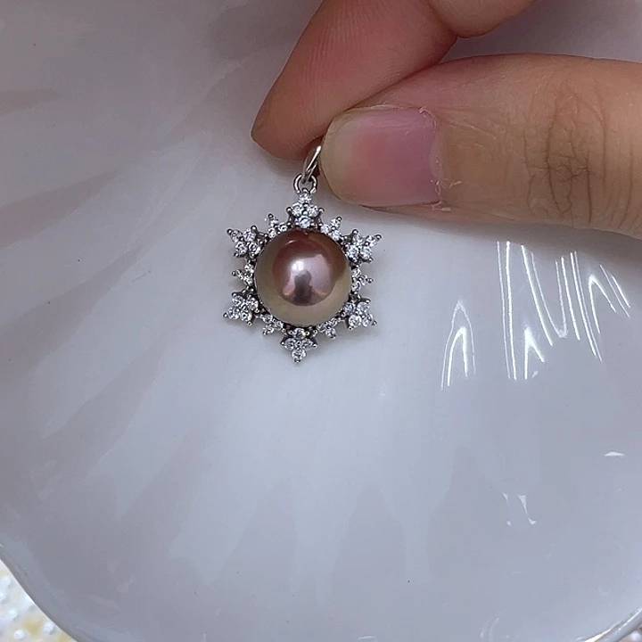 银S925镶嵌淡水珍珠颈饰