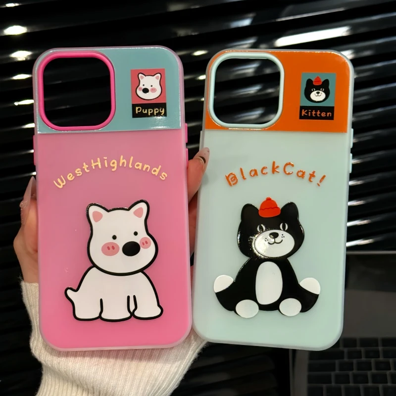 玩偶西高地适用苹果16pro创意iPhone15果冻手机壳可爱防摔华为p60