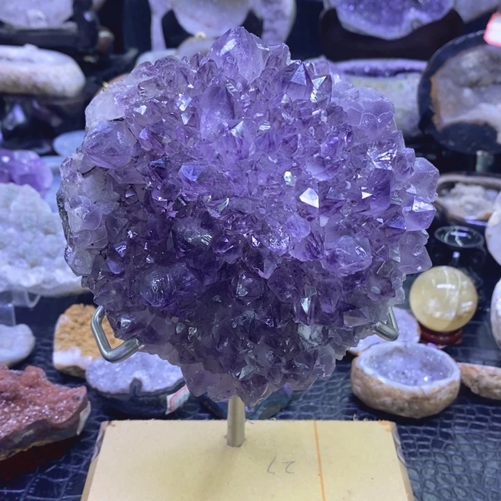 未镶嵌珠宝半成品紫晶小*紫钛花山