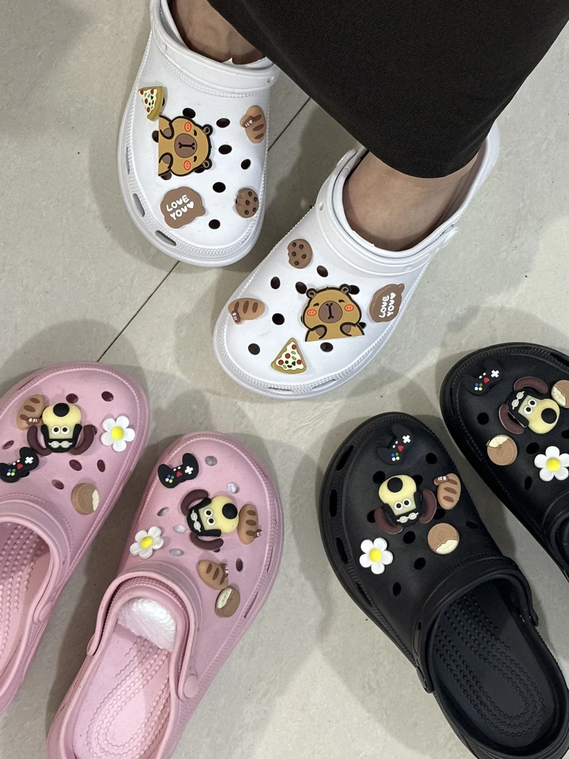 洞门永存~5cm厚底包头凉鞋女拖鞋洞洞鞋