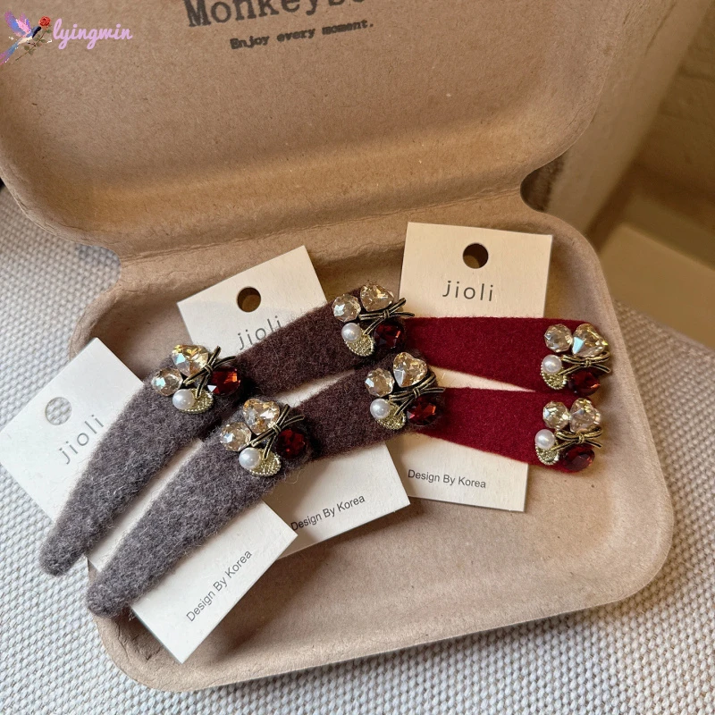 高级感水钻蝴蝶结珍珠掰掰夹复古时尚气质bb夹侧边夹刘海碎发夹子