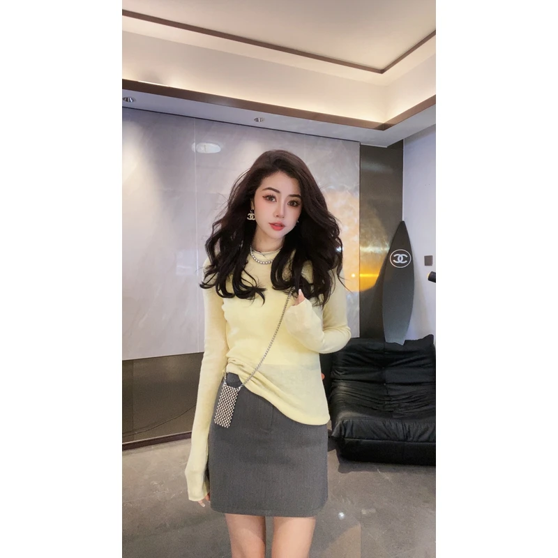 毛衣女装气质气质网红针织时尚绿色编织长款