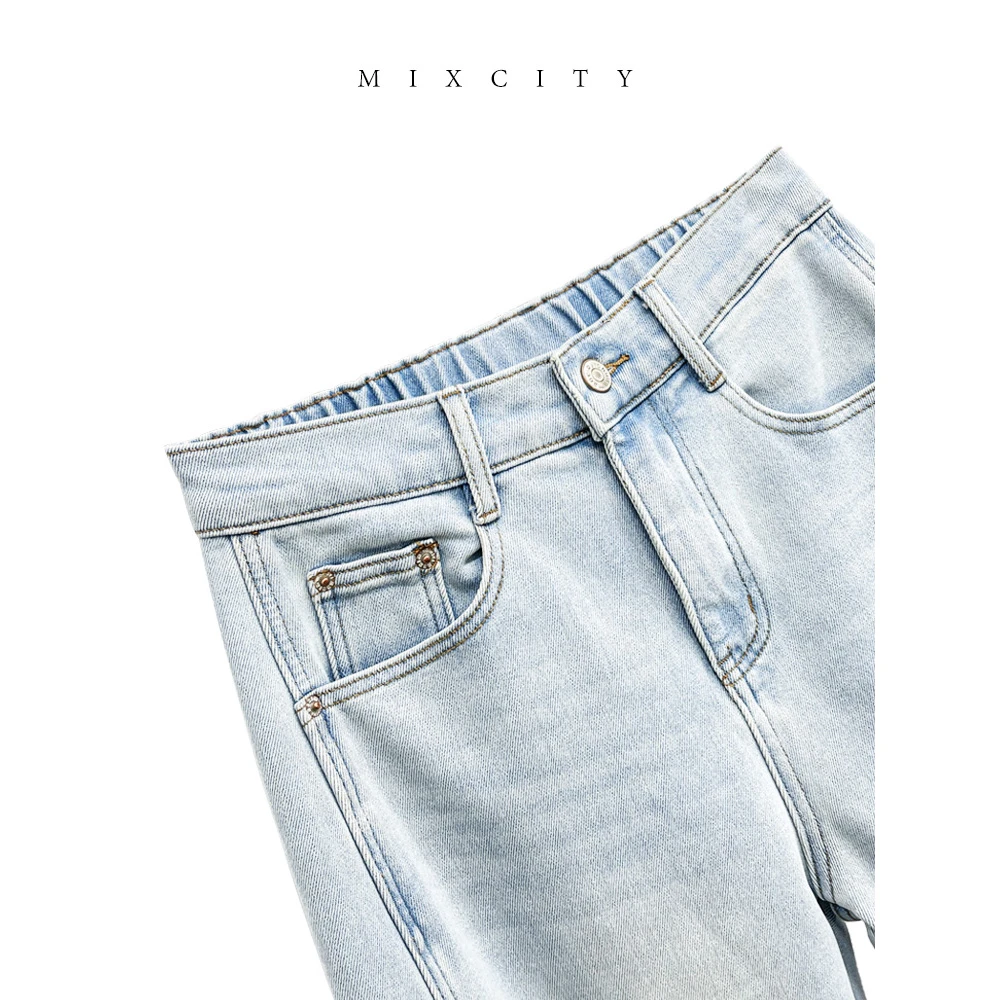 【亚楠本楠】茧型裤2.0◆时尚弯刀裤型时髦分割线加绒牛仔裤6673