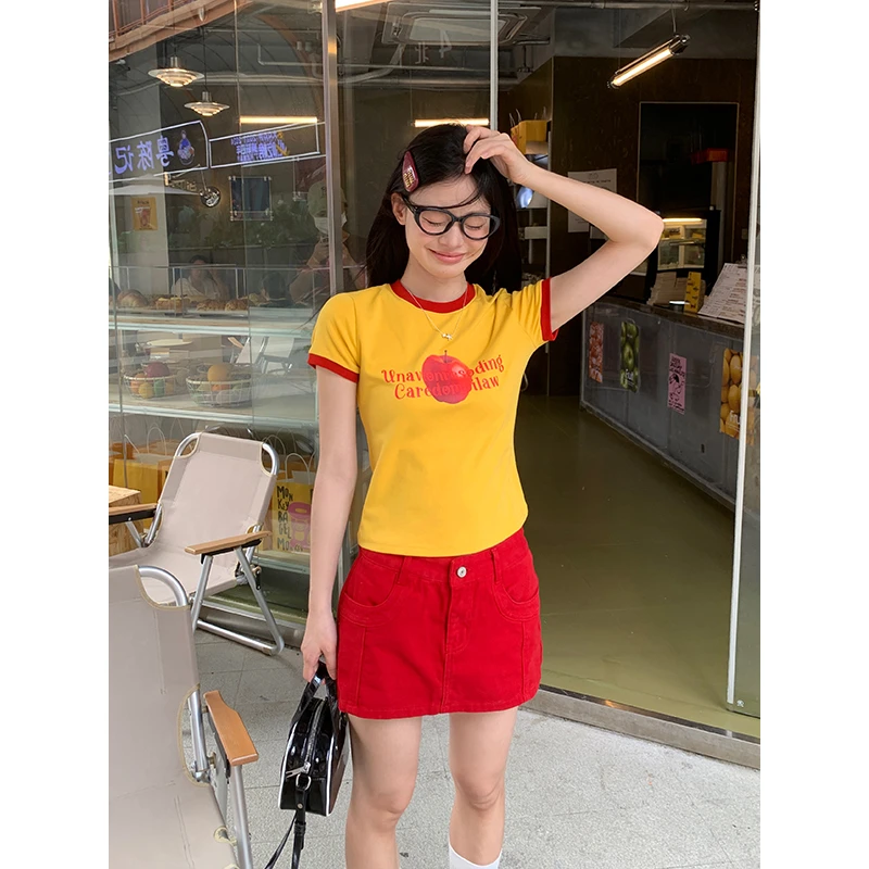 宋正恩高腰半身裙女夏季辣妹宽松休闲小个子气质高级感短裙ST1513