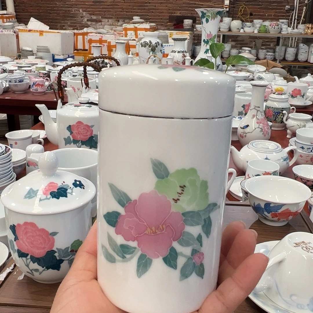 醴陵瓷直播供货基地手绘400毫升茶罐
