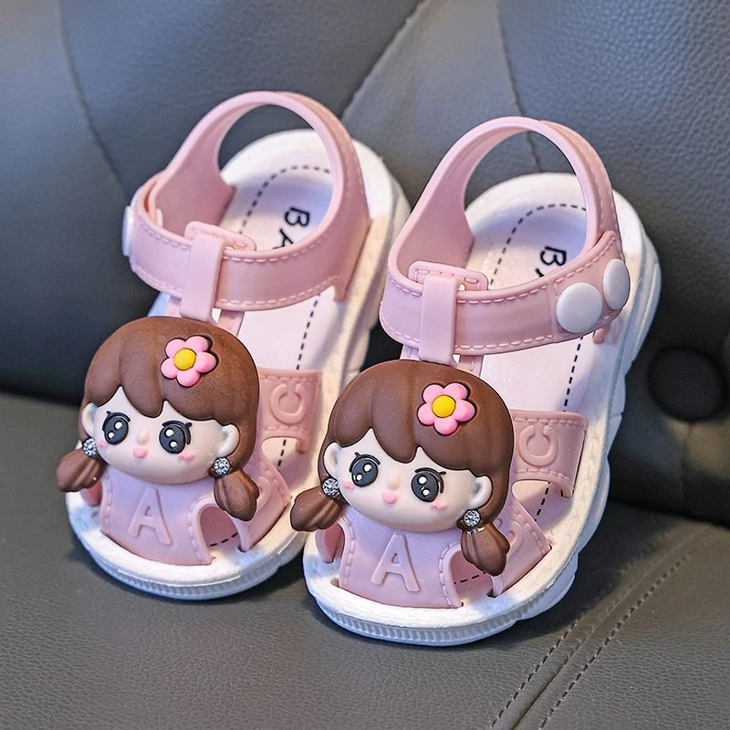 女童凉鞋0-3岁夏季防滑软底外穿包头公主可爱室内防滑沙滩宝宝鞋