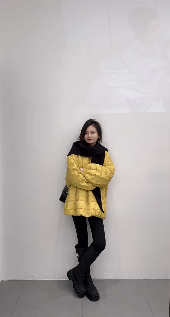 韩系披肩格子棉服女2025秋冬新款棒球领简约宽松设计感洋气外套