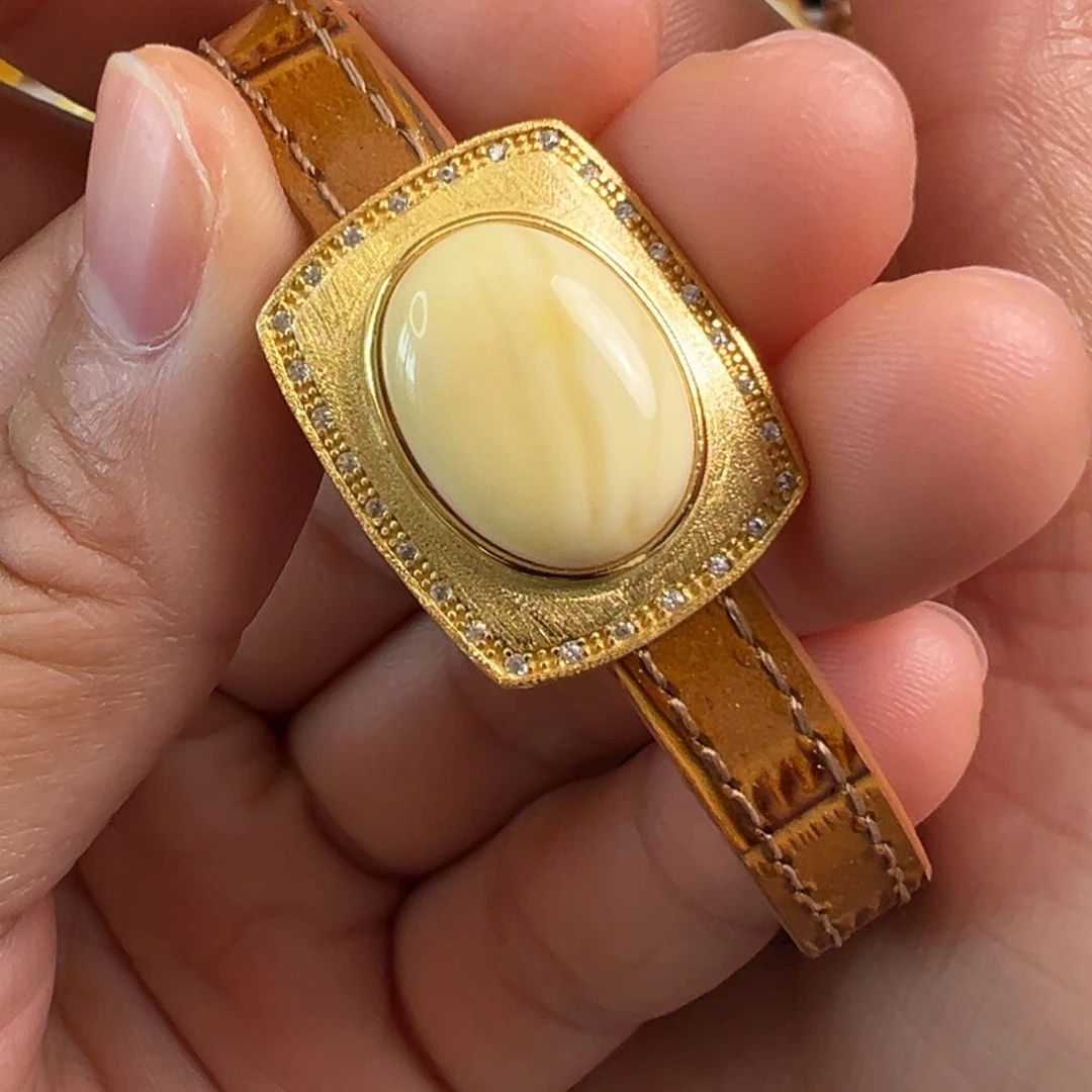 蜜蜡银S925镀金镶嵌裸石蜜蜡