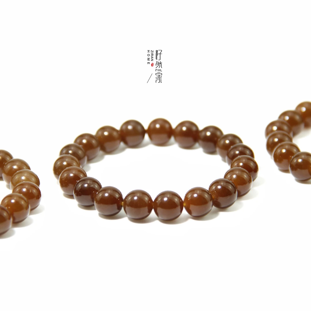 天然新疆和田玉且末糖金山老红糖高阶单圈手串10mm（多样性发其一）