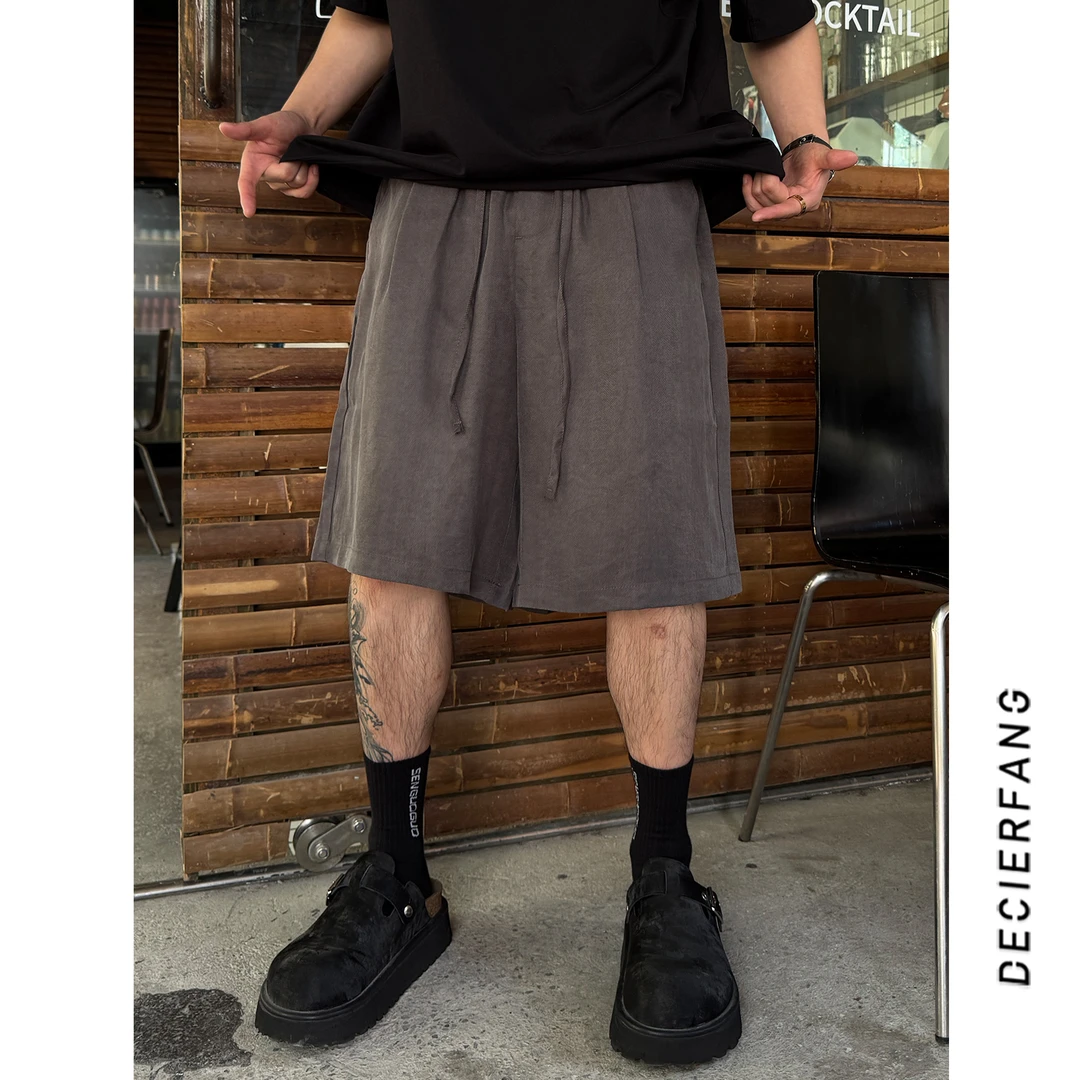 25ss【莱赛尔天丝】百搭高级感细纹理垂感抽绳短裤五分裤