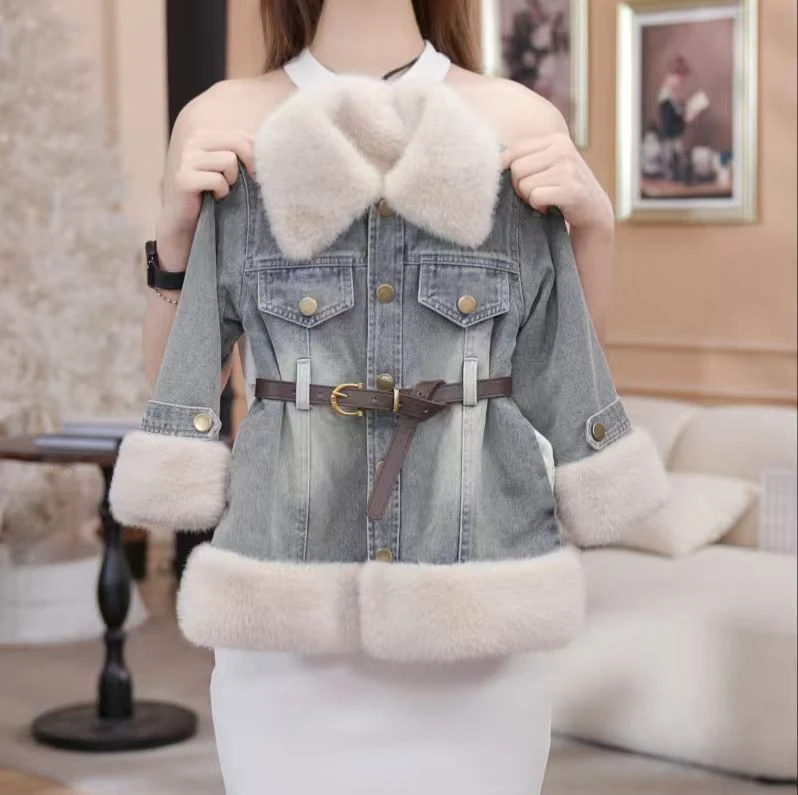 女童冬季洋气国风上衣加绒马甲微喇裤套装DC40605