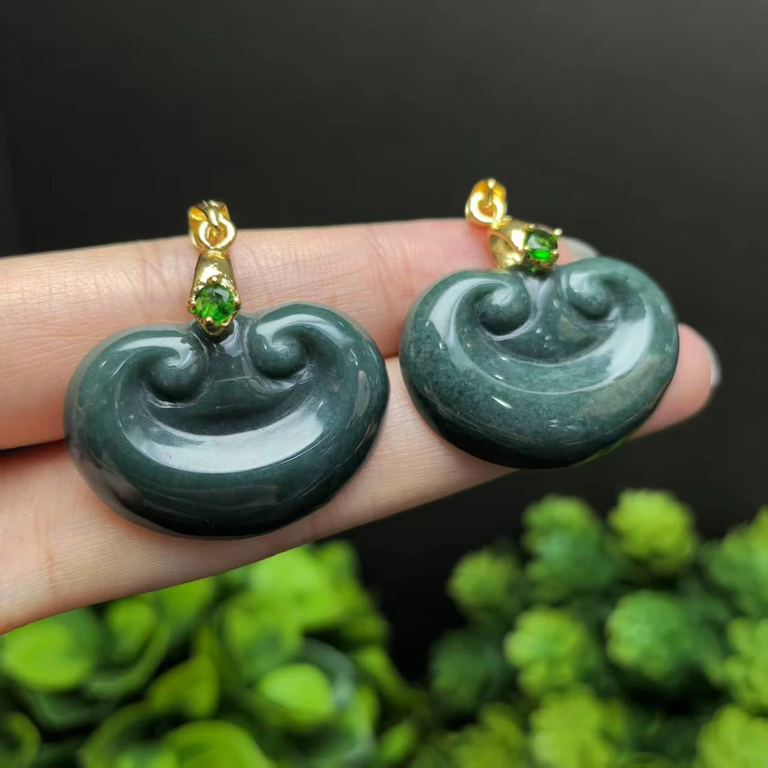 A5416【任会长珠宝】A货-翡翠如意锁吊坠-配绳子-多样性只发一件