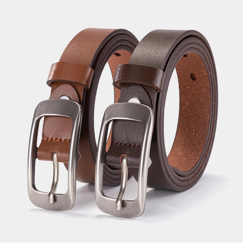 女士皮带新款头层牛皮针扣式腰带女士休闲百搭复古牛仔裤腰带真皮