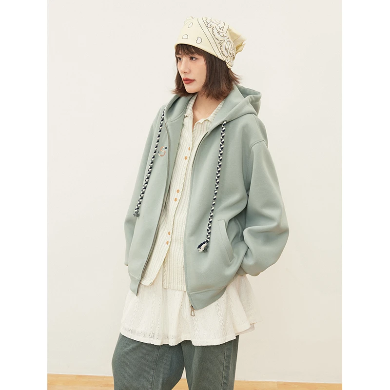 hothorse/火山马WT09120 春秋新款原创独特印花开衫连帽卫衣外套