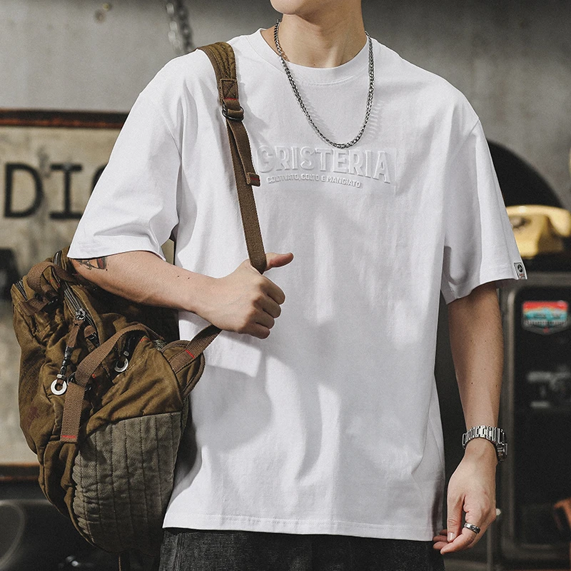 MR.MUDI/穆迪先生重磅美式潮牌短袖t恤男士纯棉宽松简约夏季男装