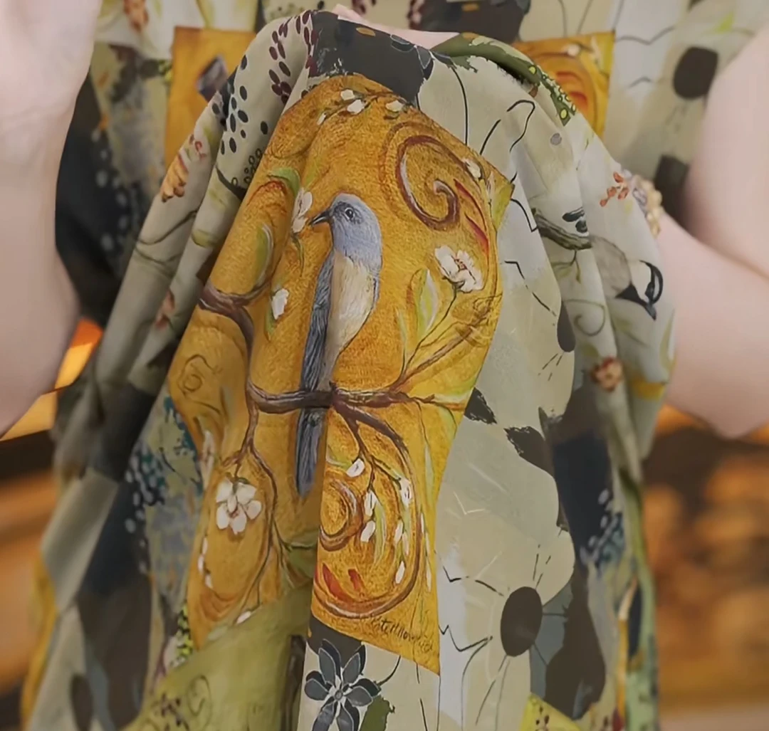 【送腰封】杭州原版正品2025年新款气质高端显瘦 小鸟枝头连衣裙女