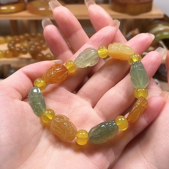 蛇纹石玉手链未镶嵌石***6