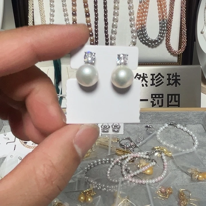 淡水珍珠耳饰银S925镶嵌