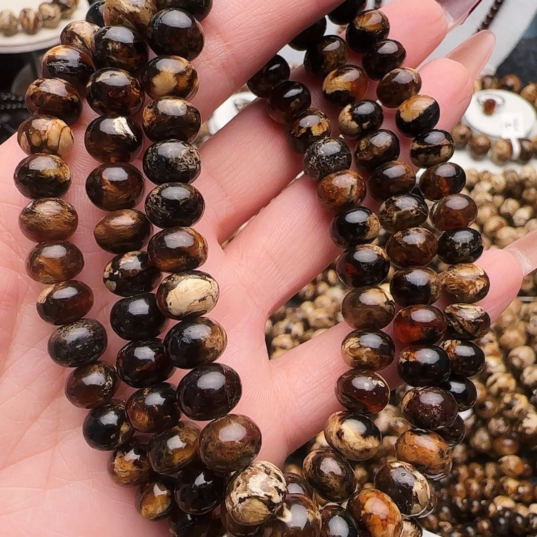 皮***周琥珀未镶嵌手链抚顺琥珀