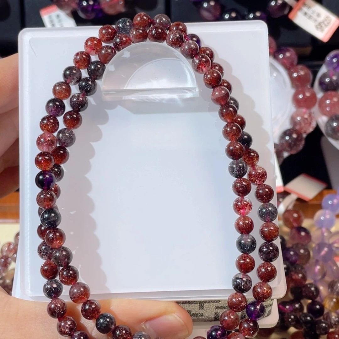 未镶嵌手链水晶黑加仑多圈6.3