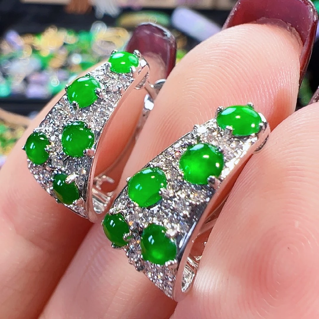 翡翠18K金镶嵌耳饰签收后24小时鉴赏期