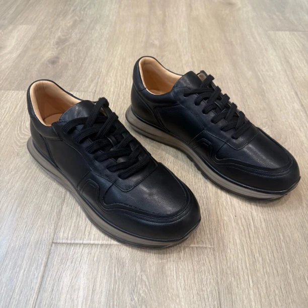 【国际装-发泡空气底】冬季新款男士头层牛皮玻璃胶发泡大底运动鞋