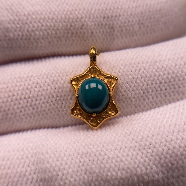 18K金镶嵌绿松石珠宝奇石AA976