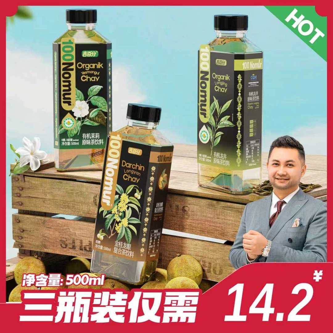 100Nomur吉百分医百分茉莉茶 金桂龙眼茶有机龙井茶500ml装茶饮料