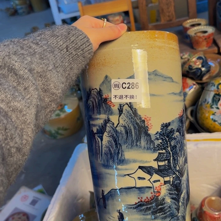 瓷片景德镇陶瓷手工手绘里面裂了