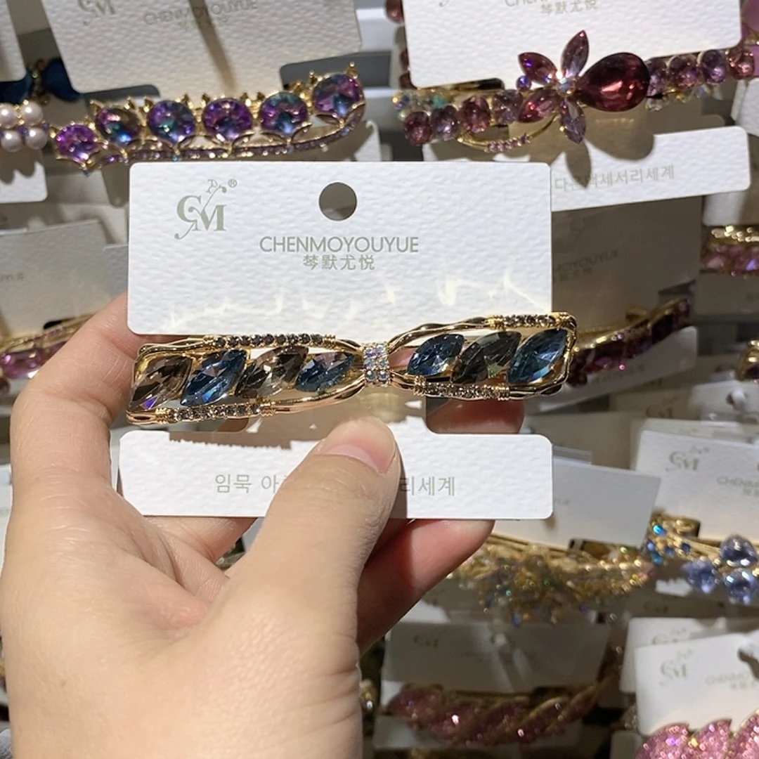 仿水晶合金蝴蝶结弹簧夹