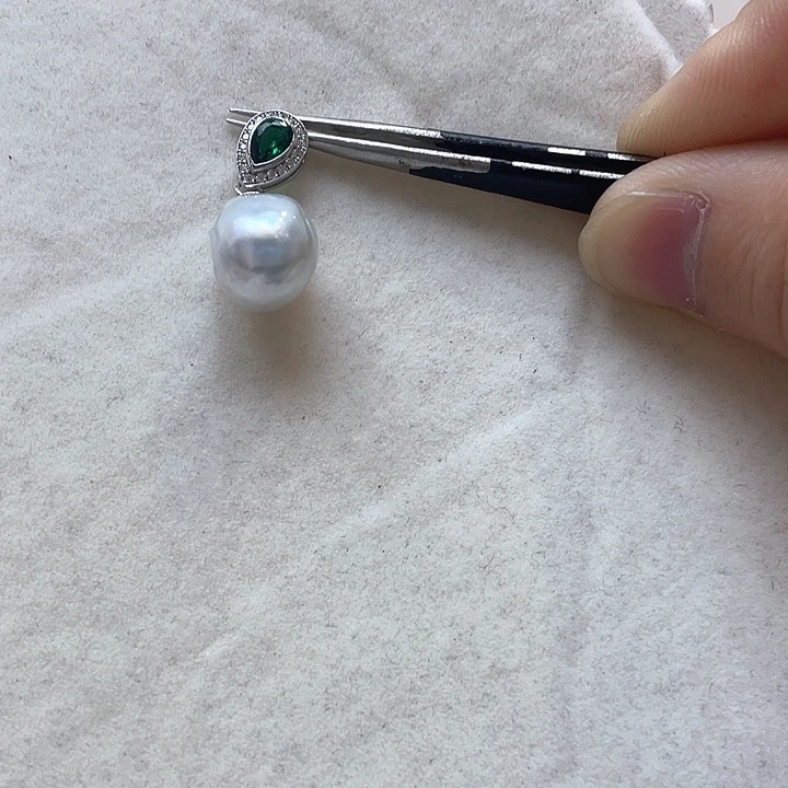 海水珍珠银S925镶嵌吊坠(不含链)