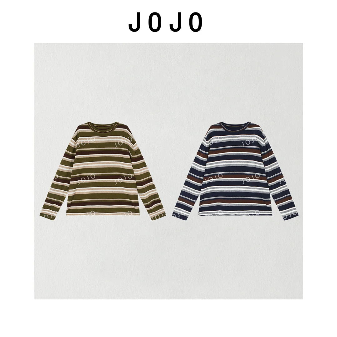 玖了个玖 2025新款【拂罗里达州】绿色早秋条纹长袖T恤 2508C4905