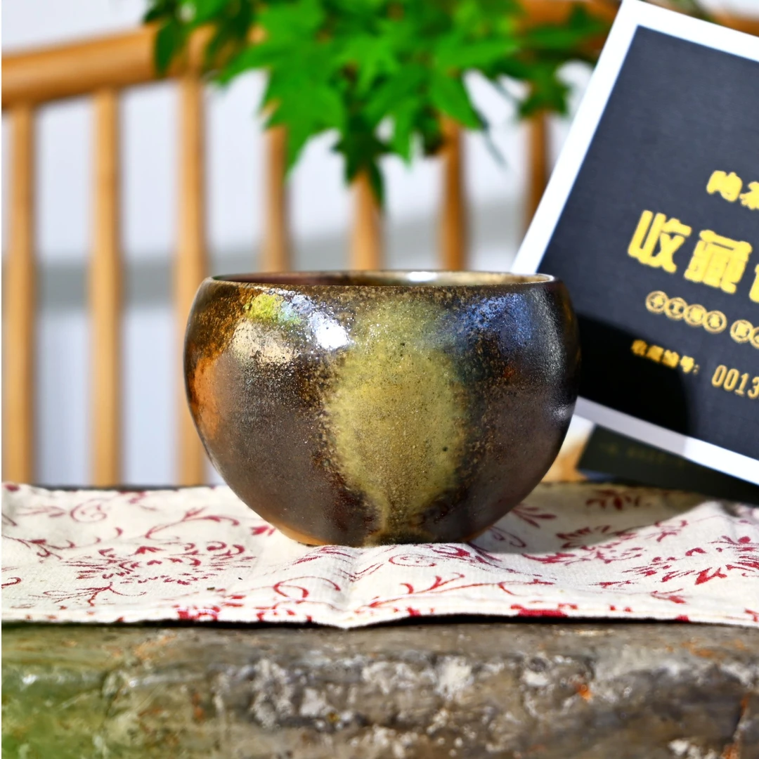 通红柴烧主人杯水杯茶杯手工杯罗汉杯收藏级不上釉自然落灰纯手工