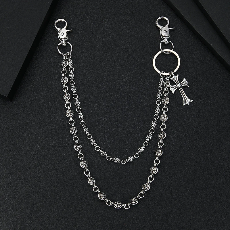 克罗心适用 暗黑哥特亚比牛仔十字架腰链多元素项链