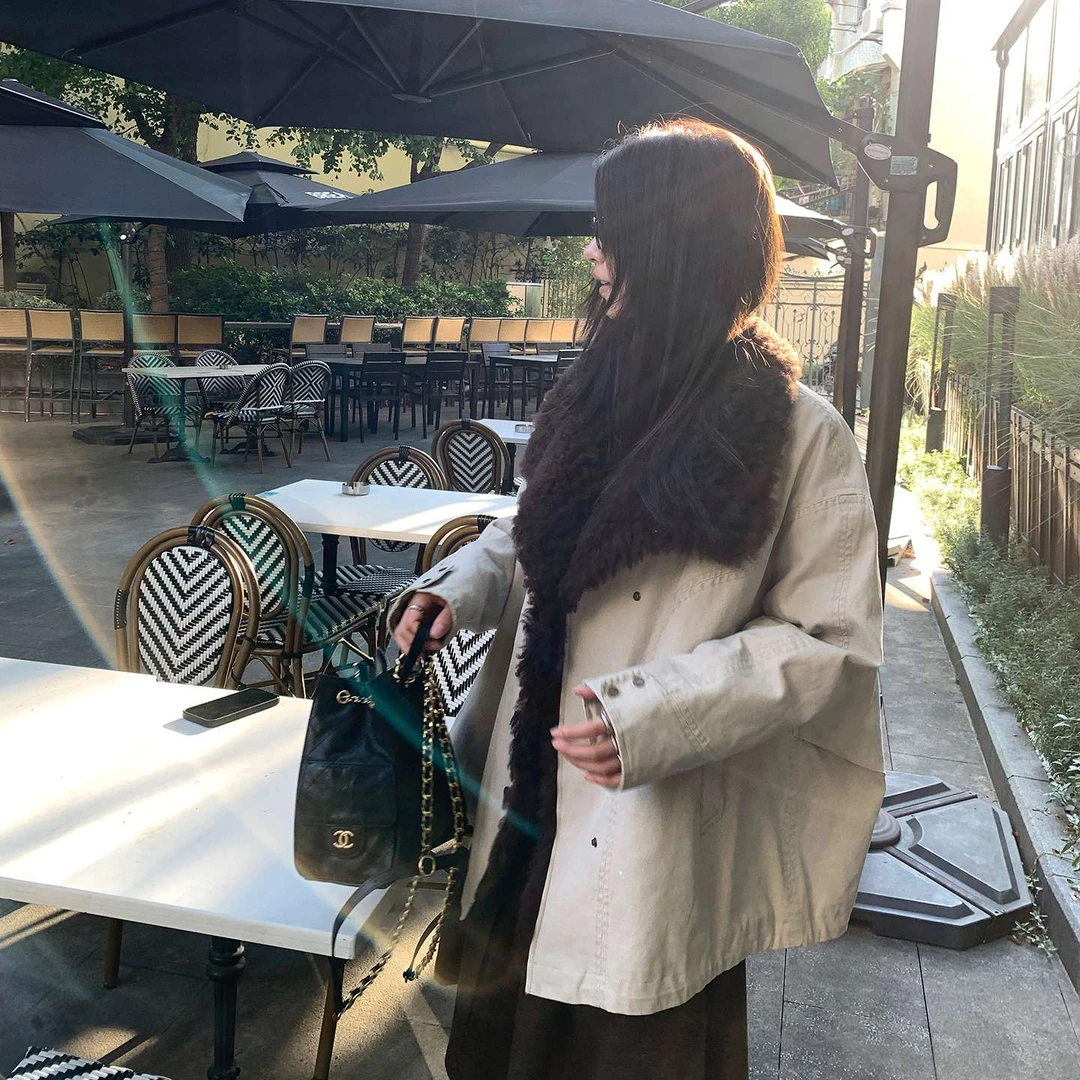 珍妮皮草冰雪派克仿羊羔毛毛领鹅绒内胆派克服外套女中长款秋冬