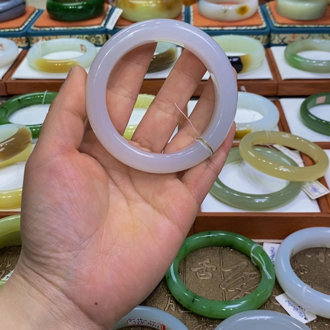 和田玉手镯未镶嵌新疆白玉镯56.57