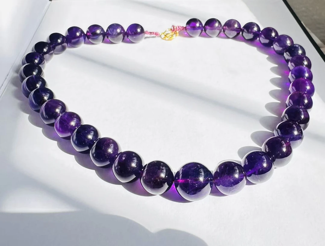 【荣儿】14mm大龙珠乌拉圭紫水晶项链项链九紫离火年气质轻奢