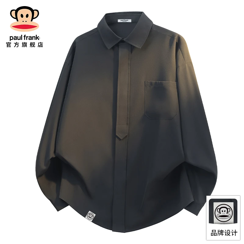 paul frank/大嘴猴潮牌设计感长袖衬衫男士秋冬新款宽松翻领上衣