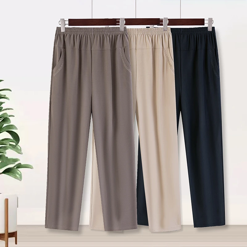 夏季九分裤薄款中老年女装休闲裤弹力长裤大码高腰中年妈妈裤