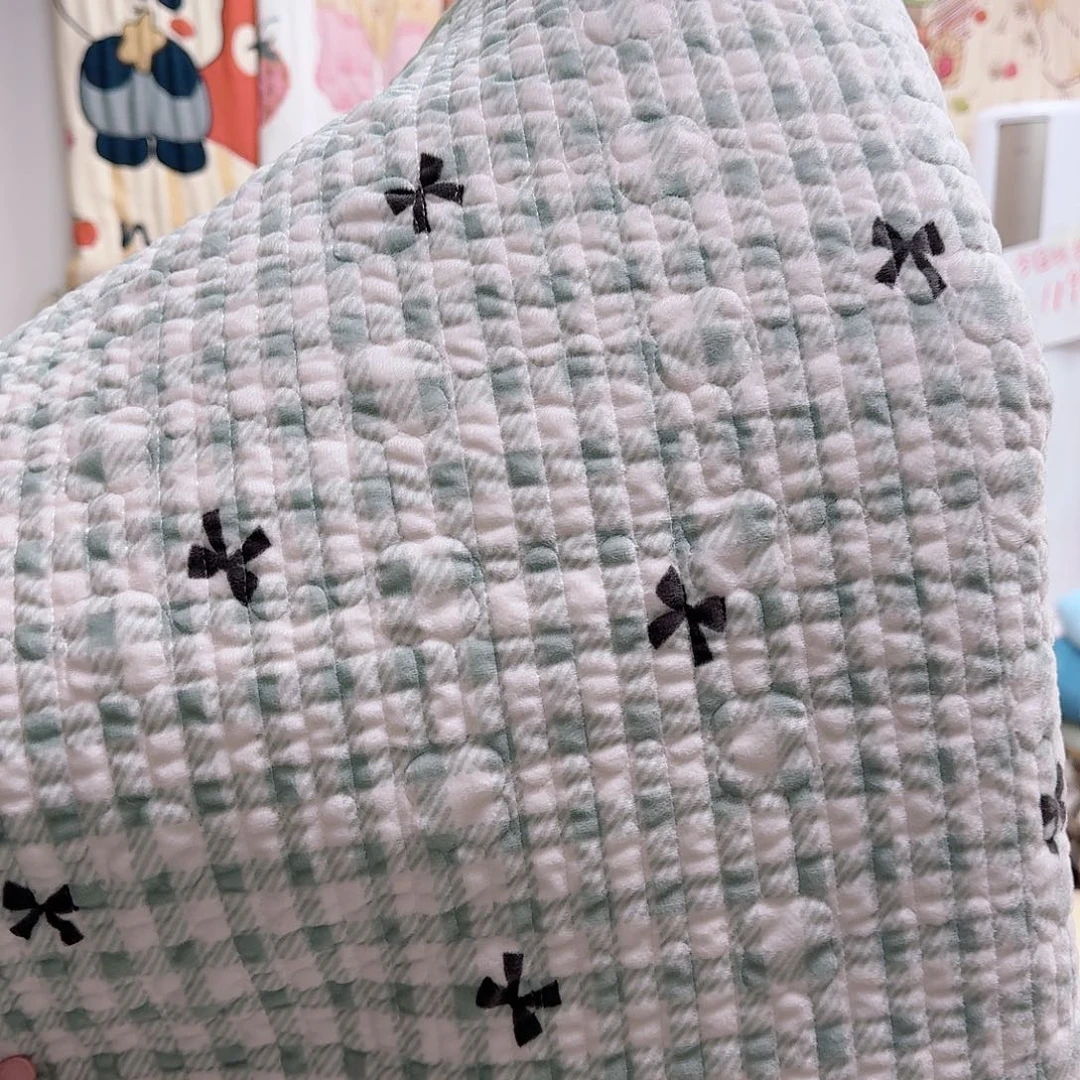 棉绒床盖孤品蝴蝶结200/230