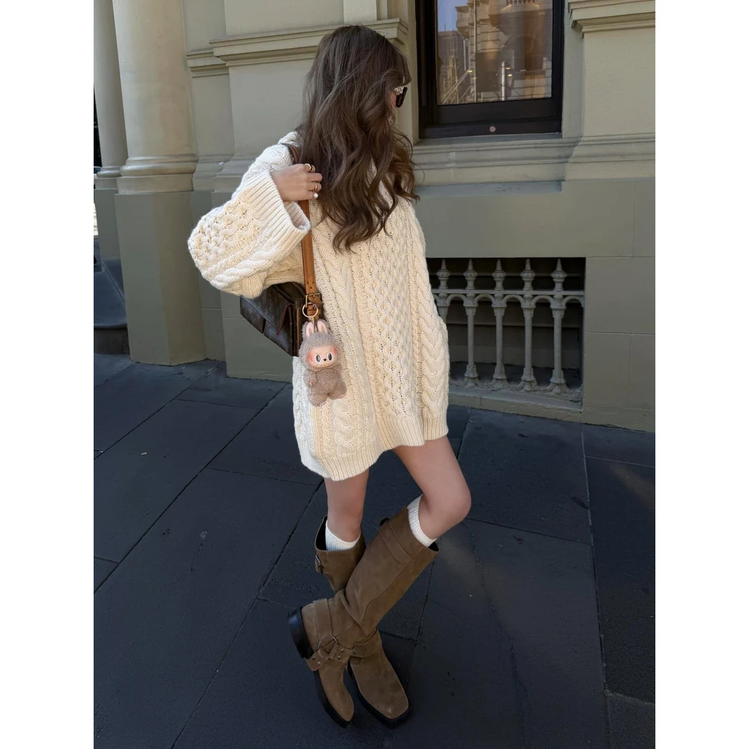 高级感重工粗麻花长袖连帽针织衫女不撞款独特漂亮巨好看毛衣外套