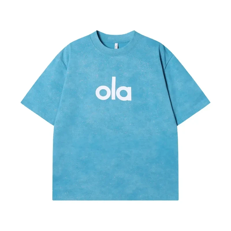 夏季新款美式满天星字母印花圆领短袖T恤演唱会街头宽松情侣上衣