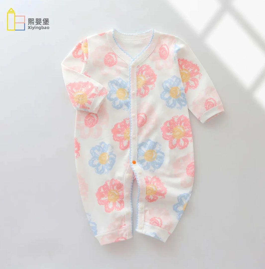 新生儿四季款哈衣婴儿服优可丝连体衣爬服长袖无骨女宝宝衣服