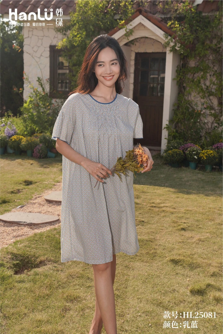 韩绿25春夏纯棉布新款家居服裙25081