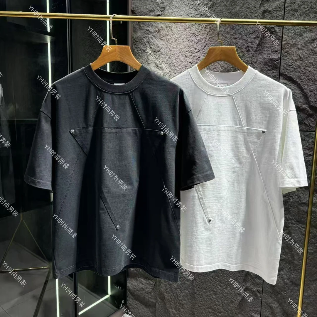 2025春夏新款高智淡人时尚小众贴标铆钉设计短袖宽松休闲百搭T恤