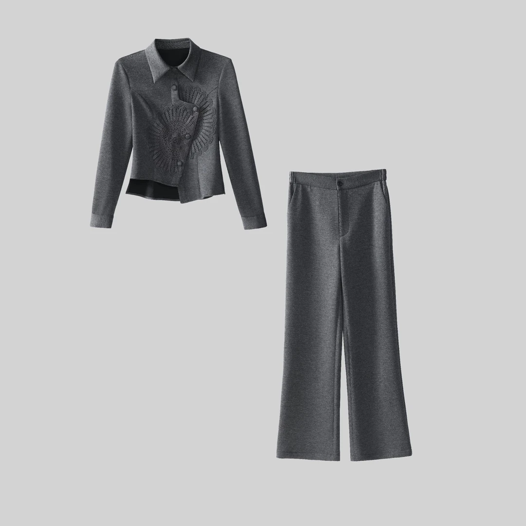 〈纪朵研〉1342时尚套装女装通勤西装慵懒风休闲风西裤法式